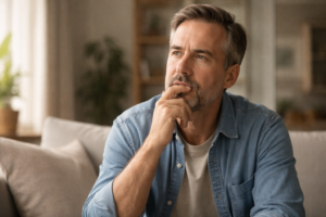 persona adulta reflexionando sobre su salud dental tras perder una muela